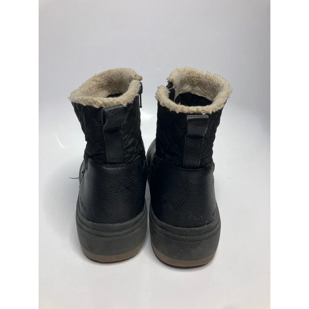 Merrell Waterproof Boots Women Size 9 Black Good Quilted Faux Fur Lining J81290